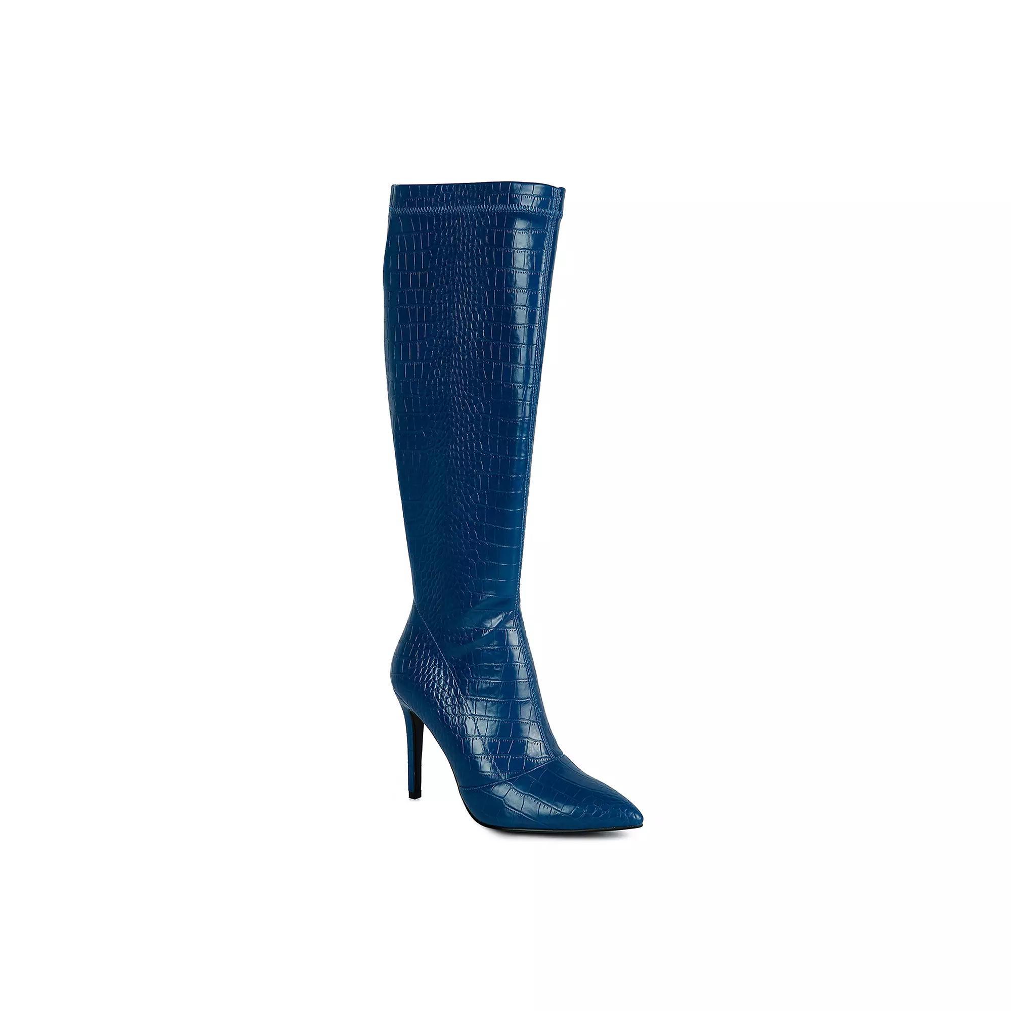 London Rag Wheedle Women's Heeled Mid Calf Boots, Size: 5, Blue Product Image