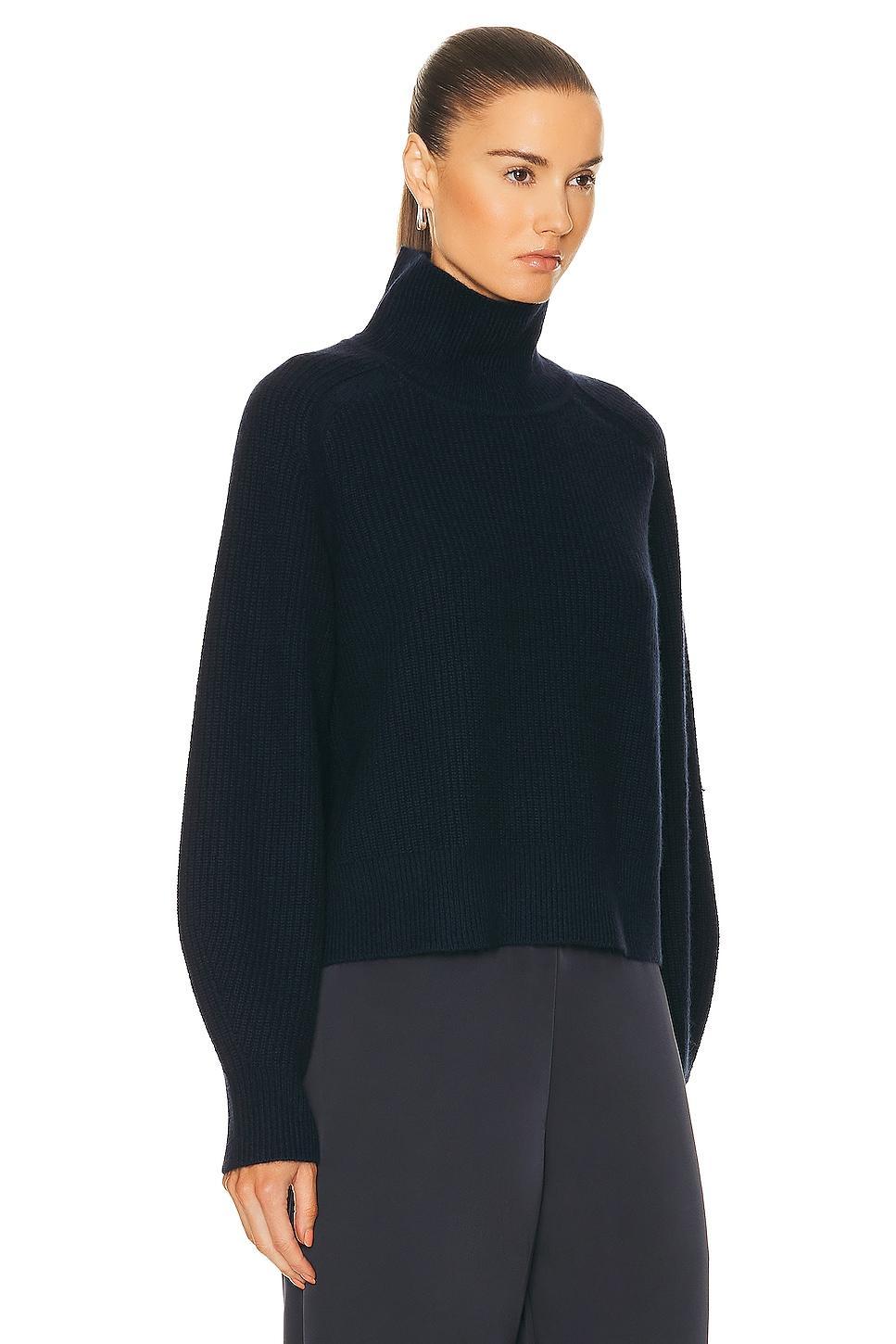 Guest In Residence Cropped Rib Turtleneck Sweater in Navy Product Image