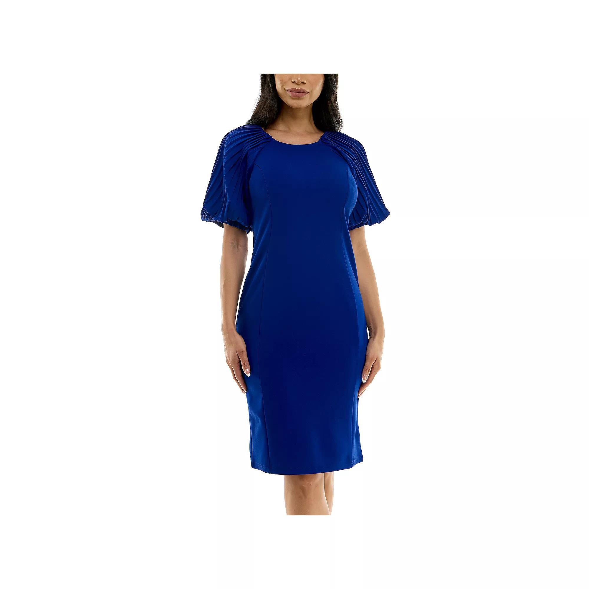 Women's Nina Leonard Pleated Puff Sleeve Dress, Size: Small, Dusty Pink Product Image