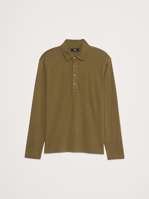 Luxury-Touch Long-Sleeve Polo Product Image