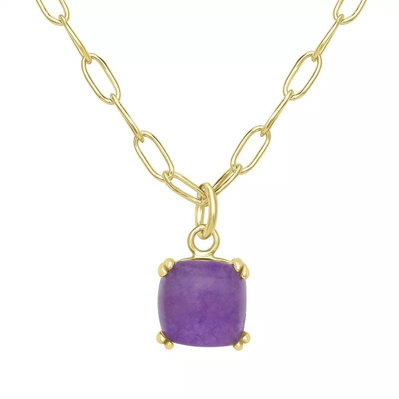 Gemistry 14k Gold over Sterling Silver Stone Square Pendant Necklace, Women's, Size: 18-20" ADJ, Lapis Product Image