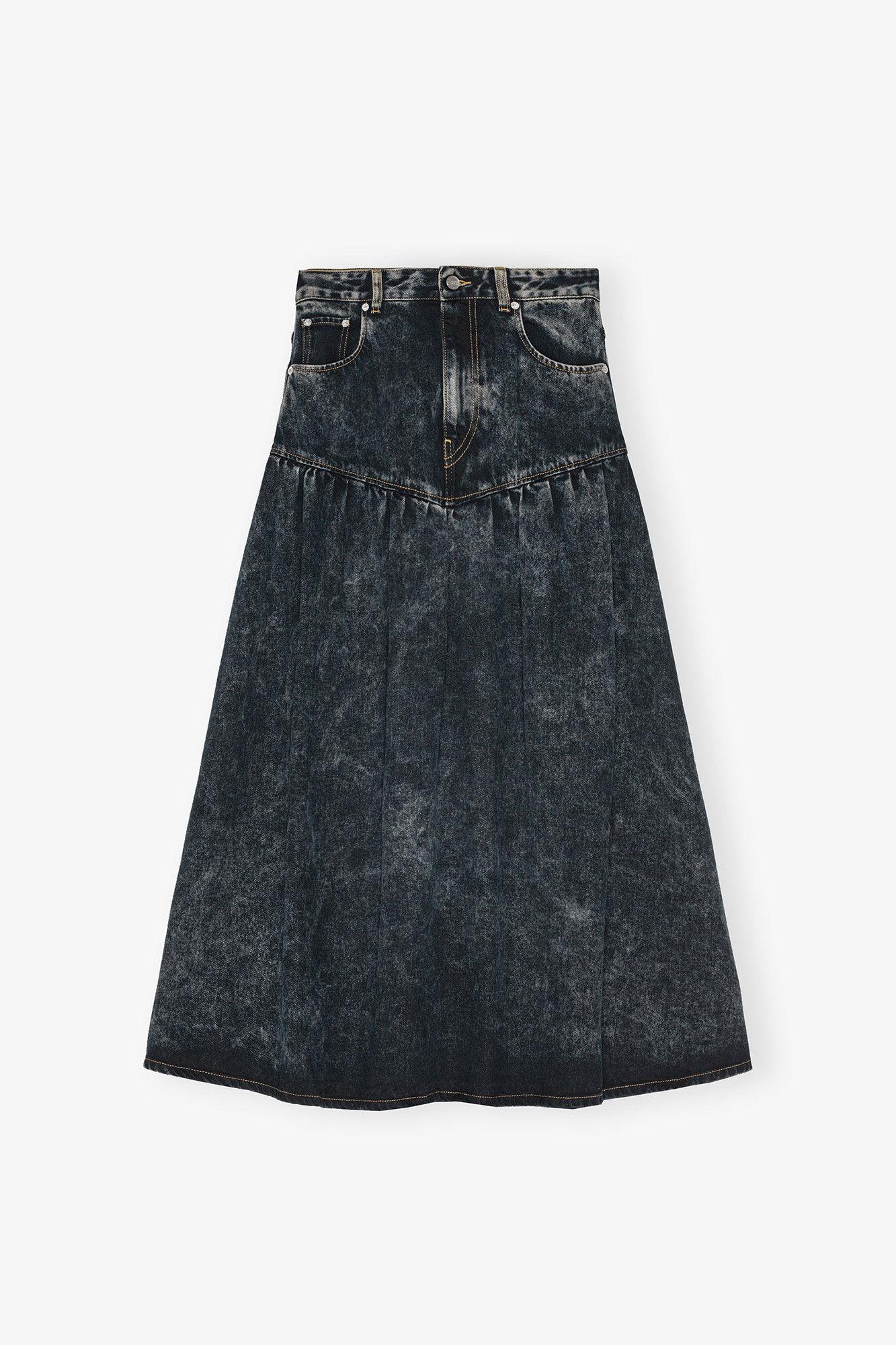Black Washed Denim Skirt Product Image