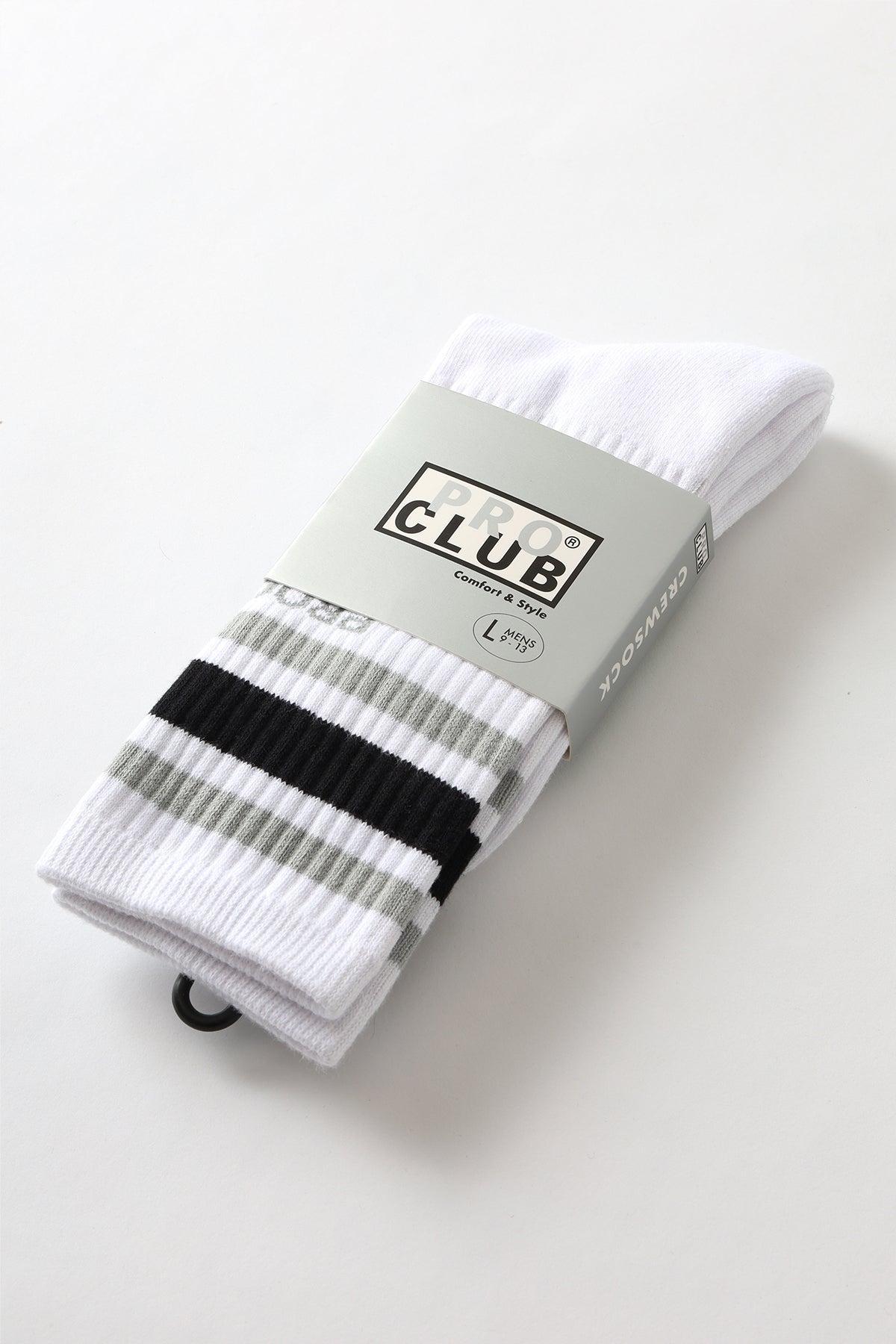 Pro Club - Striped Crew Socks - Grey/Black Product Image