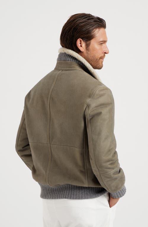 BRUNELLO CUCINELLI Shearling Bomber Jacket In Green Product Image