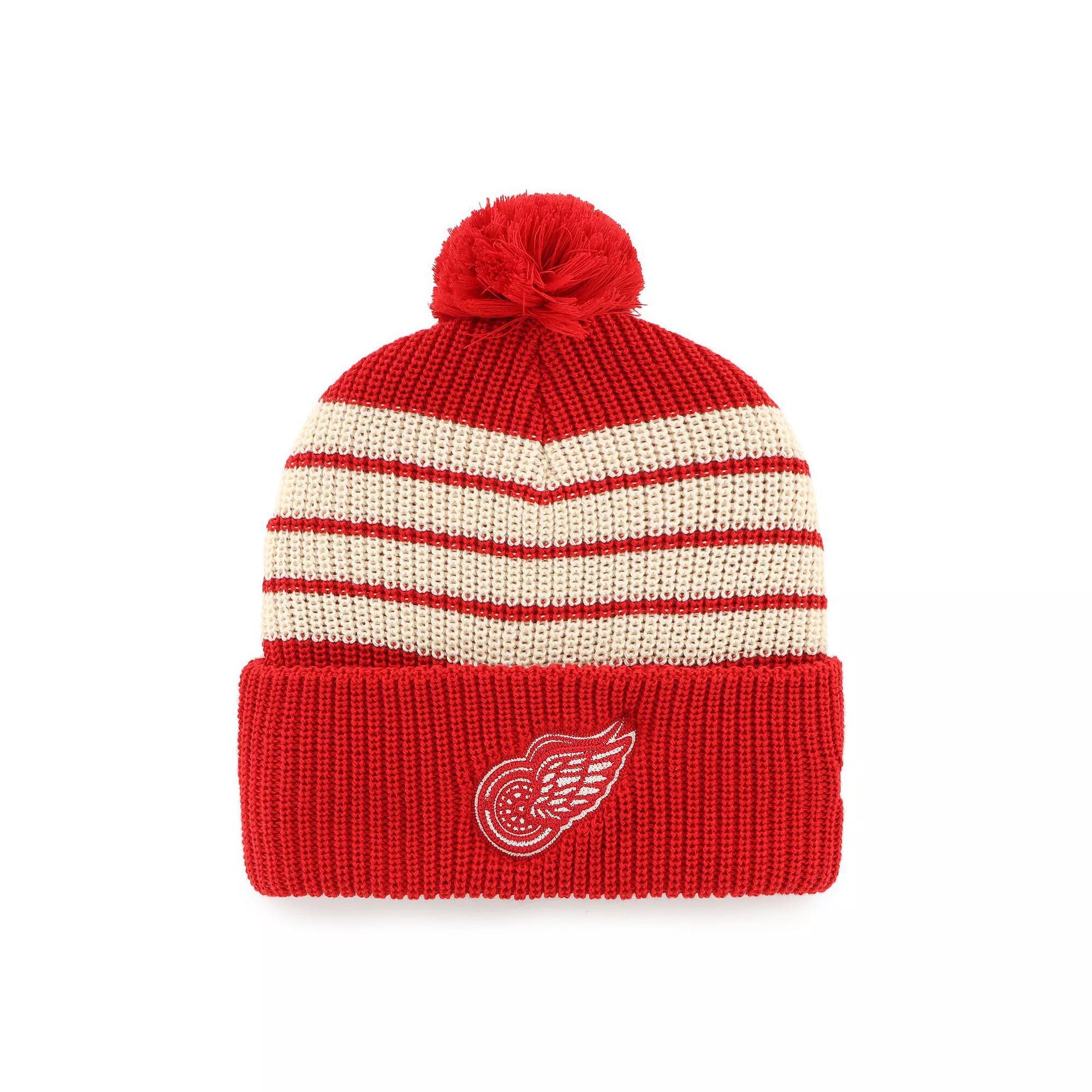 Men's '47  Red Detroit Red Wings Old Time Hockey Barn Cuffed Knit Hat with Pom Product Image