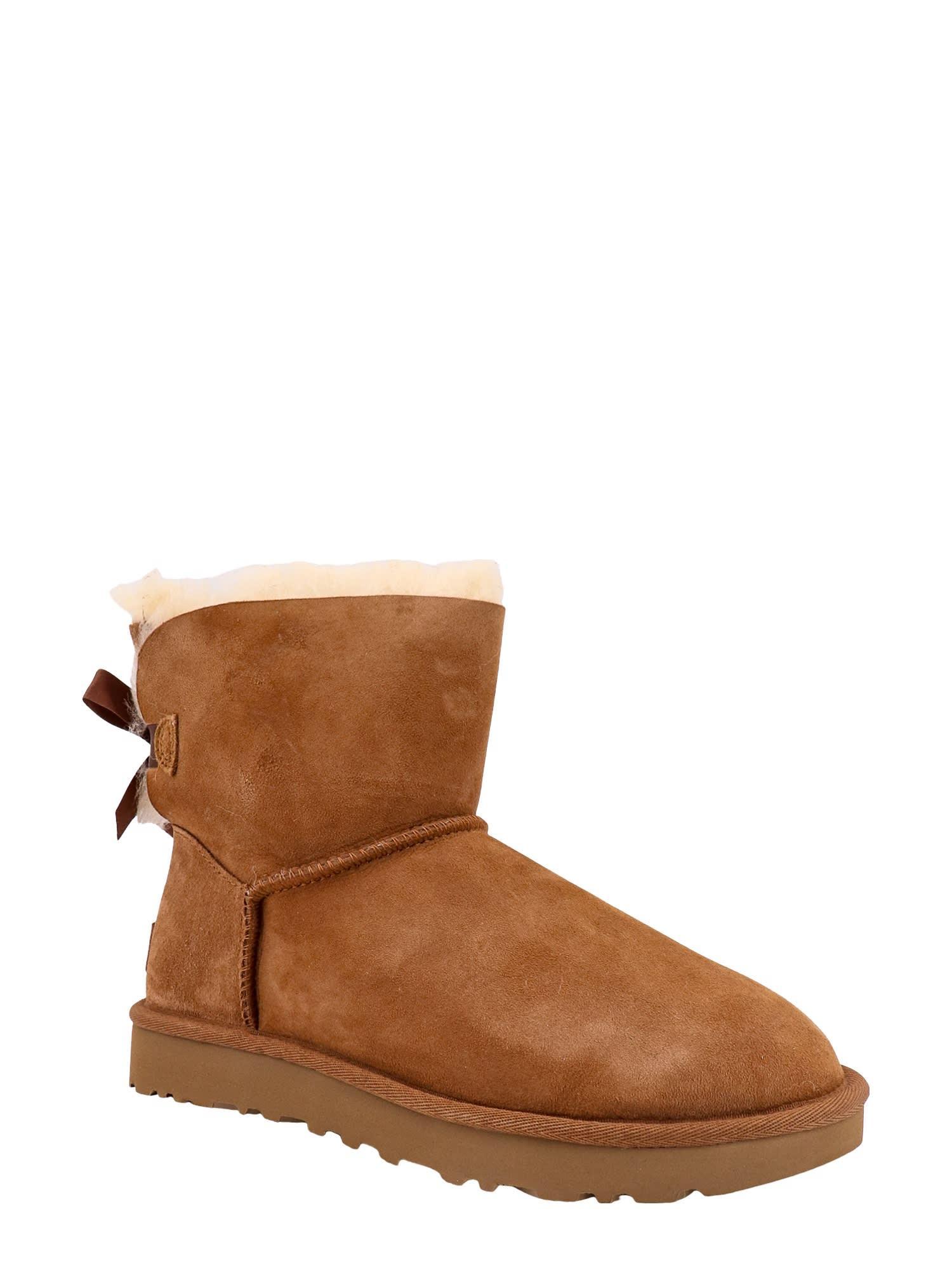 UGG Bailey Bow Ii Low Heels Ankle Boots In Leather Color Suede In Brown Product Image