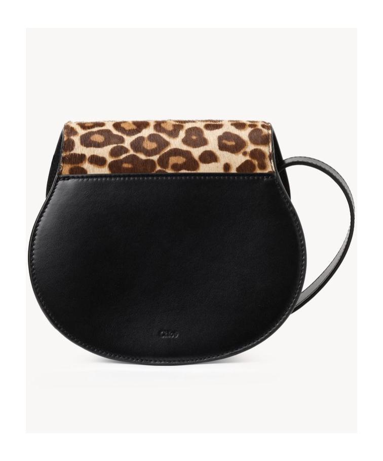 CHLOÉ Marcie Small Crossbody Bag In Leopard-print Calf Hair In Brown Product Image