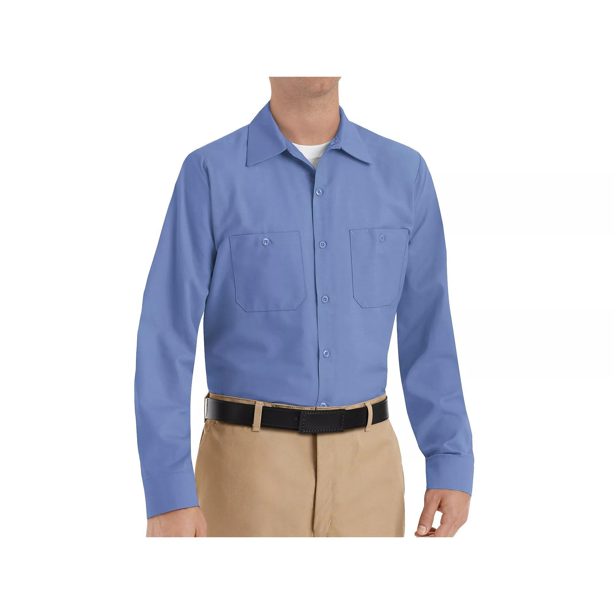 Men's Red Kap Classic-Fit Industrial Long Sleeve Button-Down Work Shirt, Size: Large, Green Blue Product Image