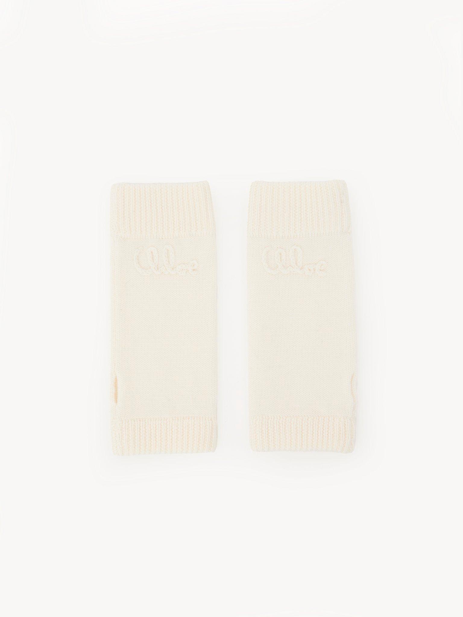The Chloé Lace Knit fingerless gloves in wool & lace jacquard Product Image