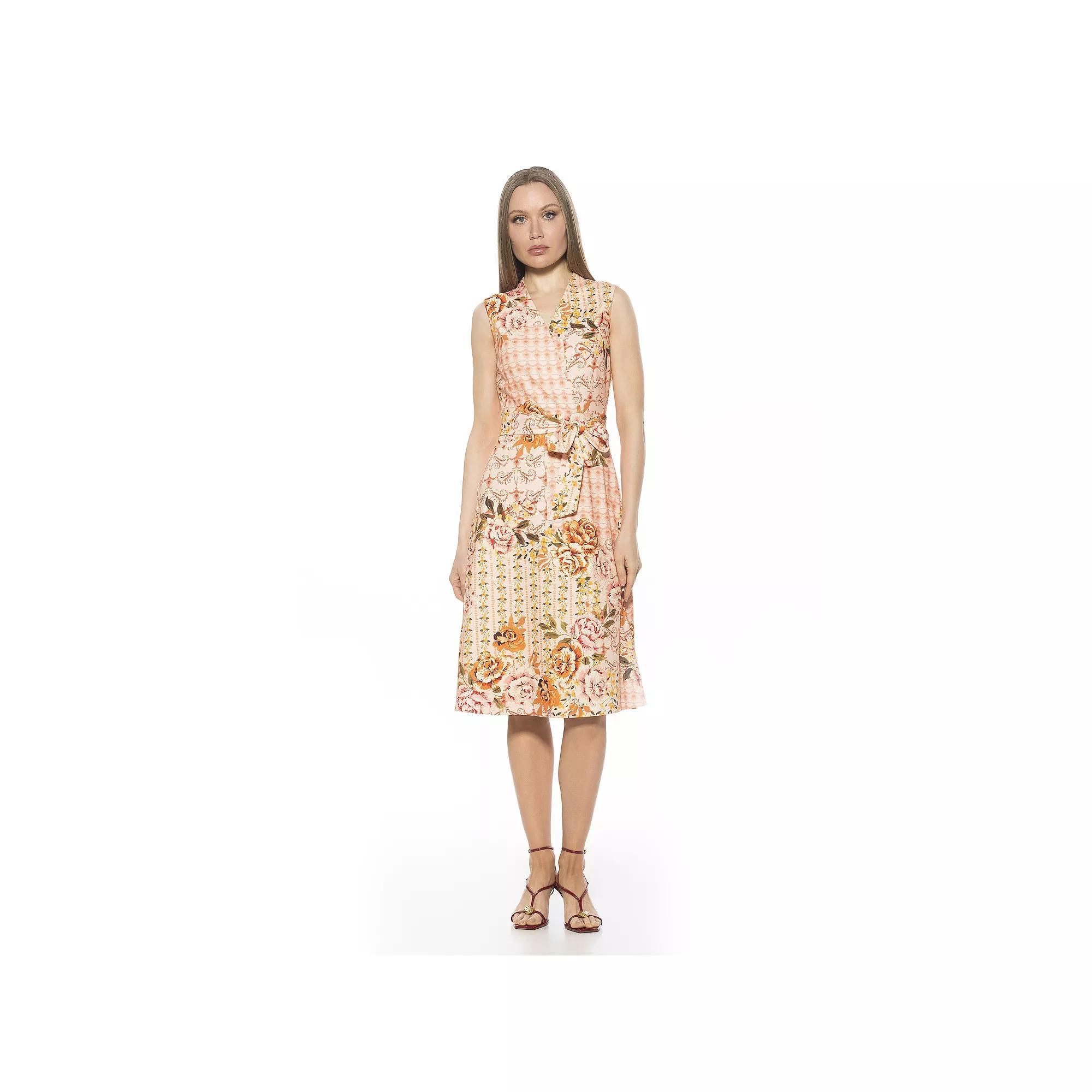 Women's ALEXIA ADMOR Dane Sleeveless Fit And Flare Dress, Size: Small, Beige Floral Product Image