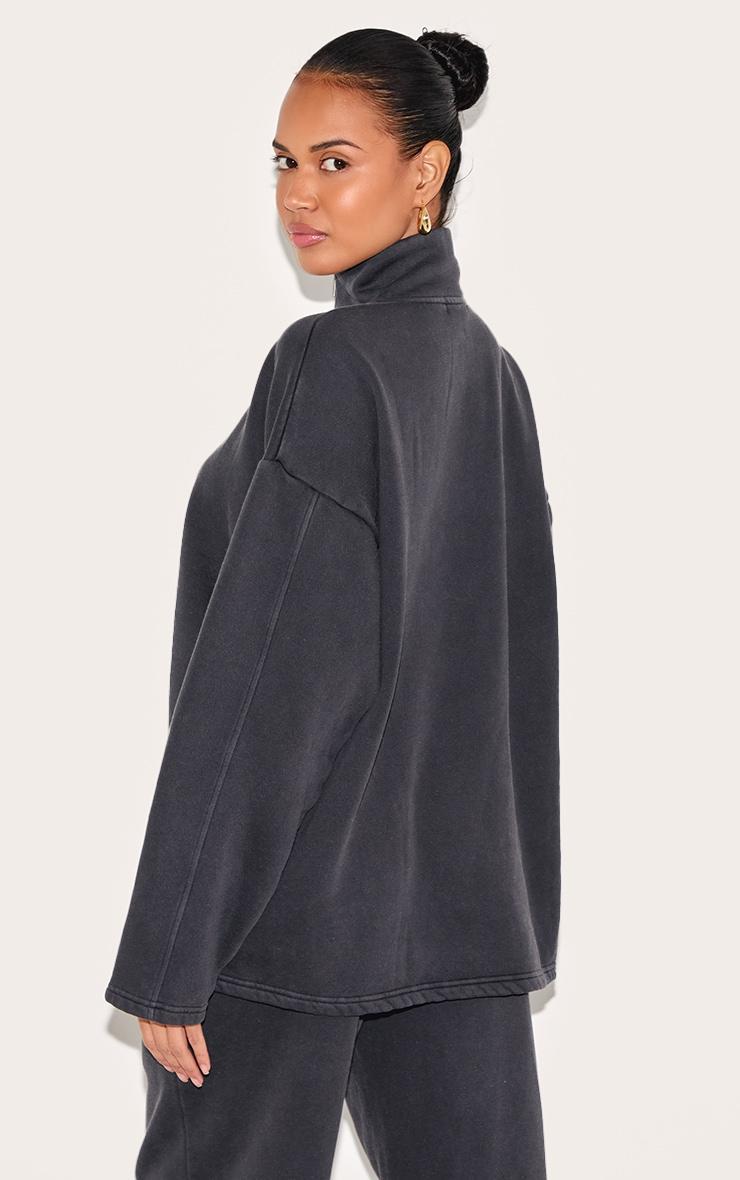 Charcoal Washed Quarter Zip Sweatshirt Product Image