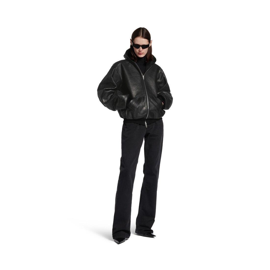 Lined Zip-up Hoodie Large Fit in Black Product Image