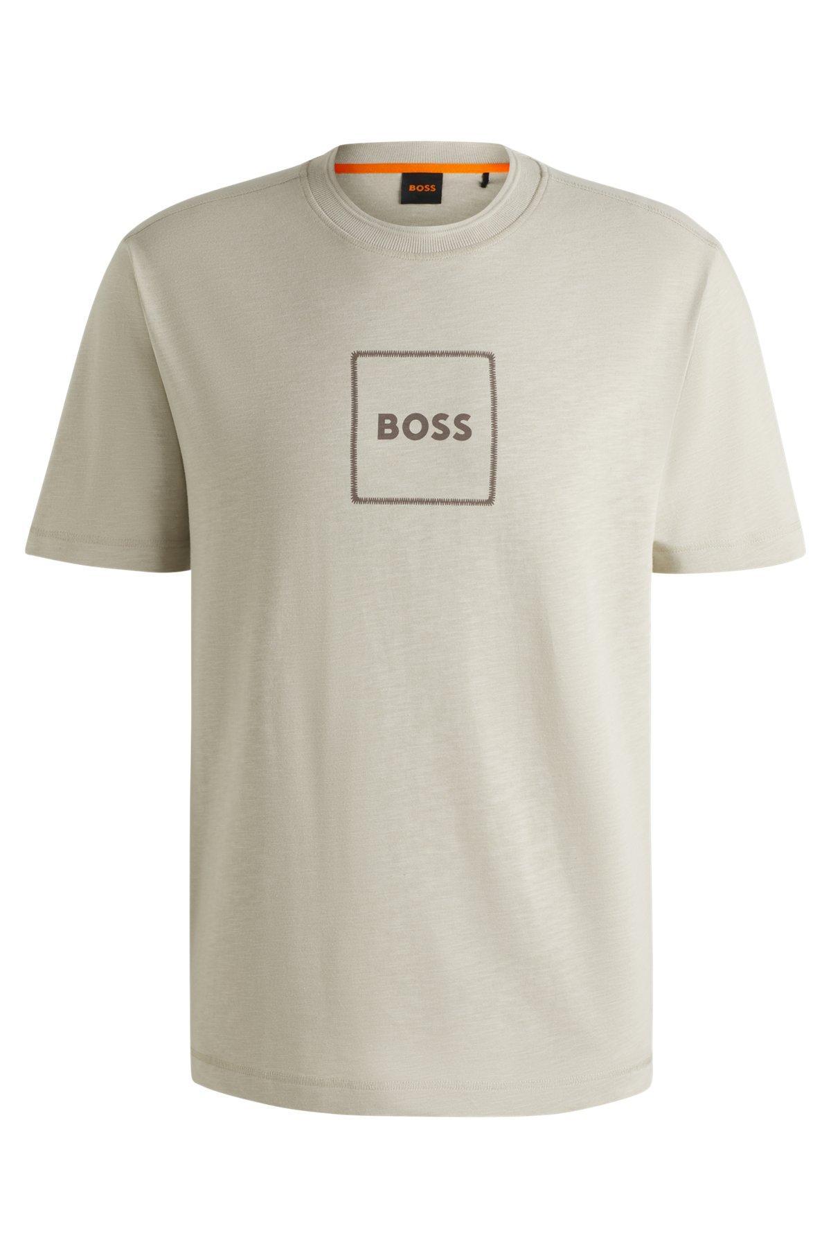 Slub-cotton T-shirt with logo print Product Image