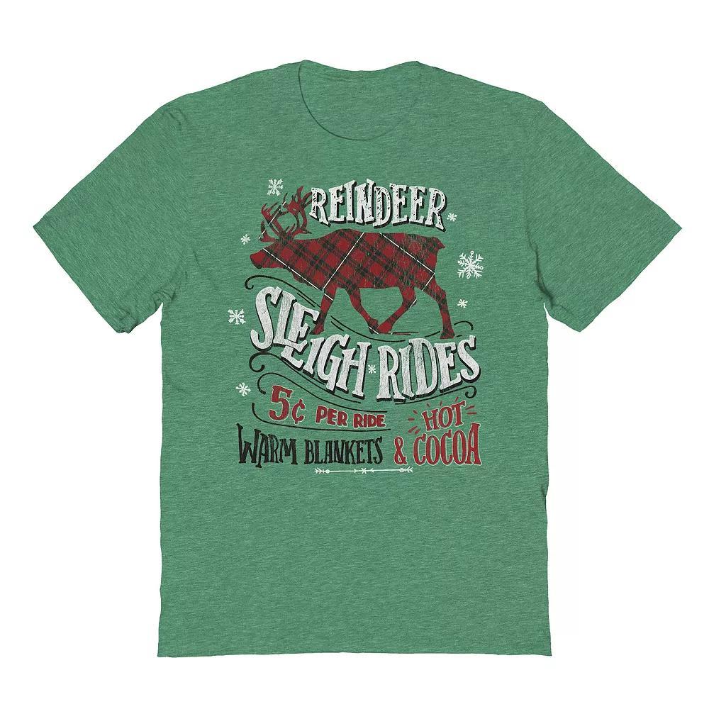 Men's Reindeer Sleigh Graphic Tee, Women's, Size: XXL, Grey Irish Green Product Image