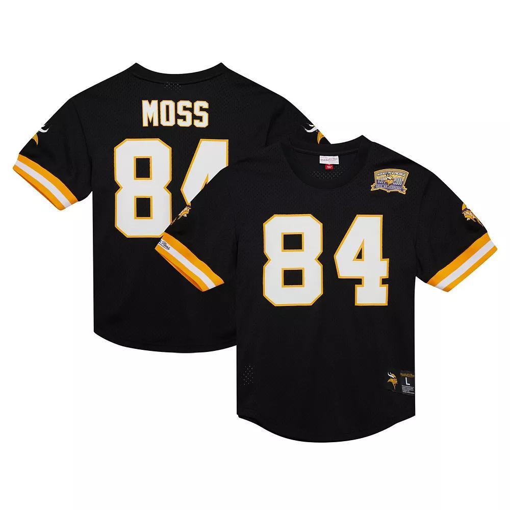 Men's Mitchell & Ness Randy Moss Black Minnesota Vikings Retired Player Name & Number Mesh Top, Size: 3XL Product Image