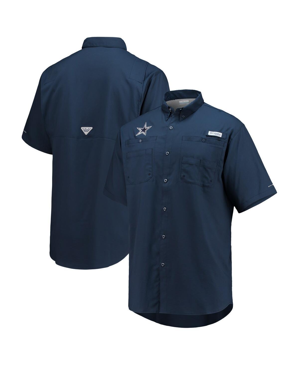 Men's Columbia Navy Dallas Cowboys Tamiami Omni-Shade Button-Down Short Sleeve Shirt, Size: 4XLT, Blue Product Image