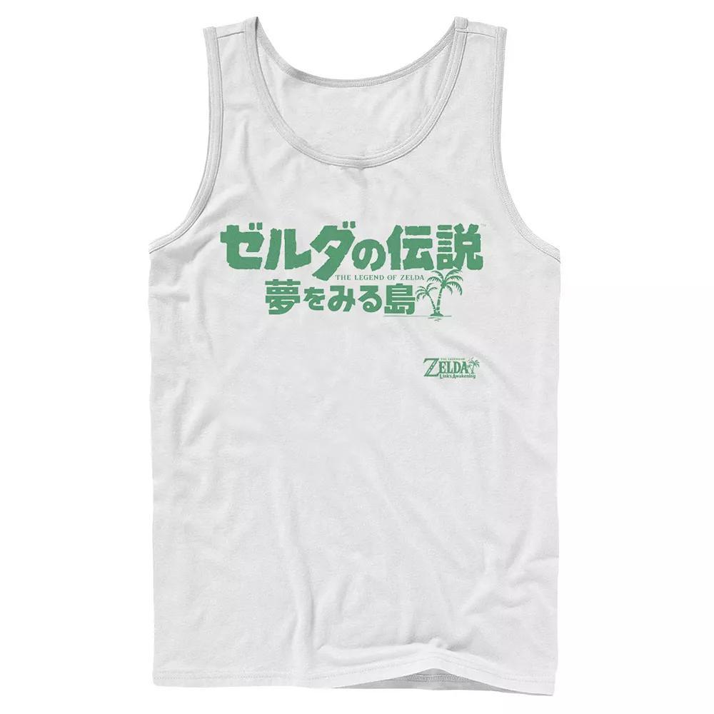 Men's Nintendo Legend Of Zelda Links Awakening Kanji White Text Logo Tank Top, Size: Large Product Image