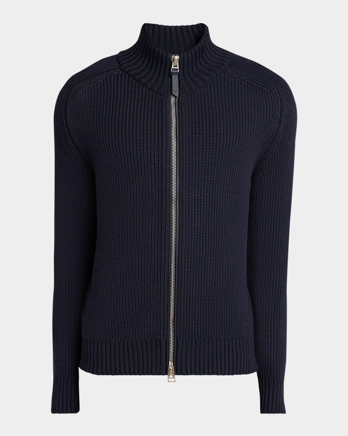 Mens Ribbed Full-Zip Sweater Product Image