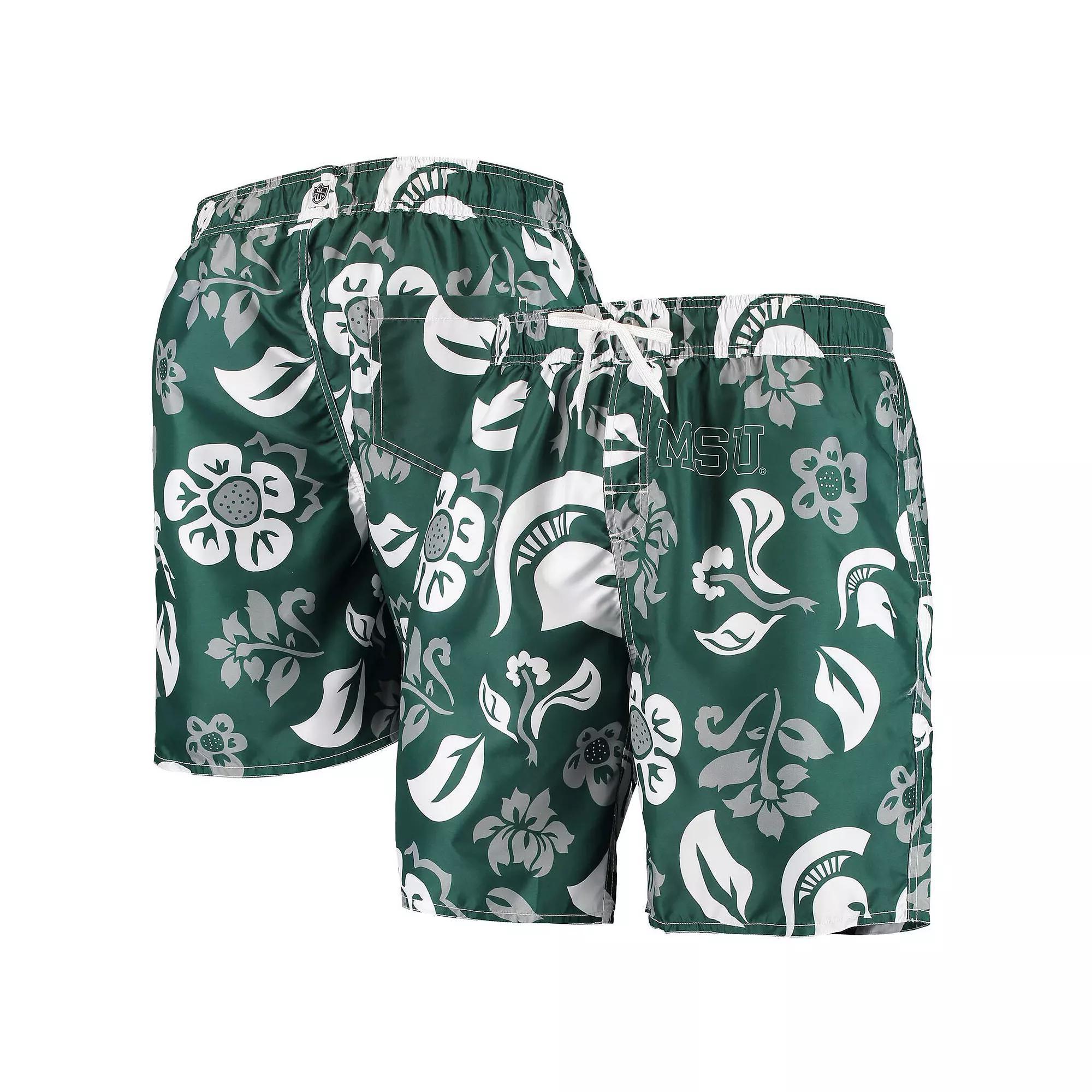 Mens Wes & Willy Michigan State Spartans Floral Volley Swim Trunks Product Image