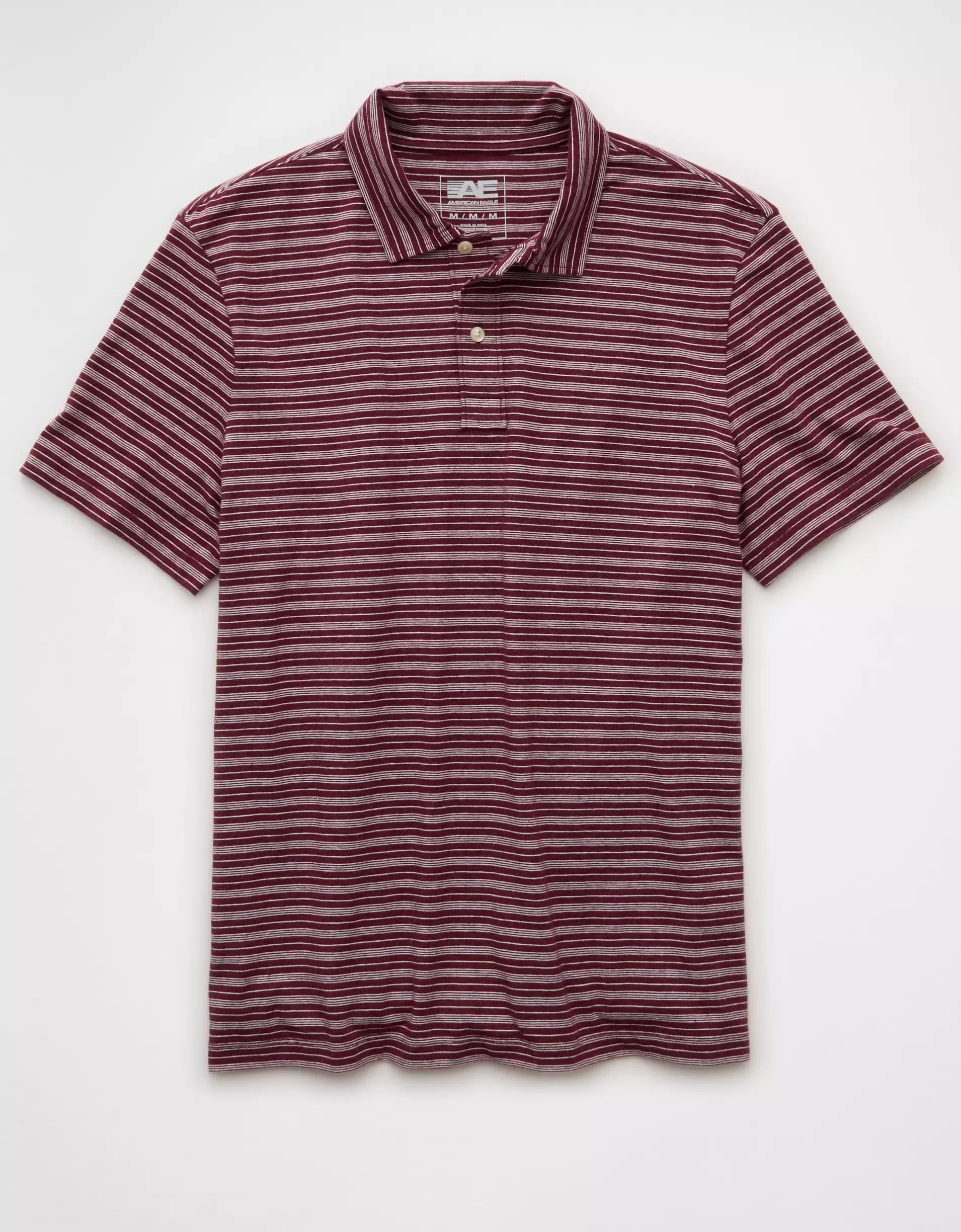 AE 24/7 Club Logo Striped Polo Shirt Product Image