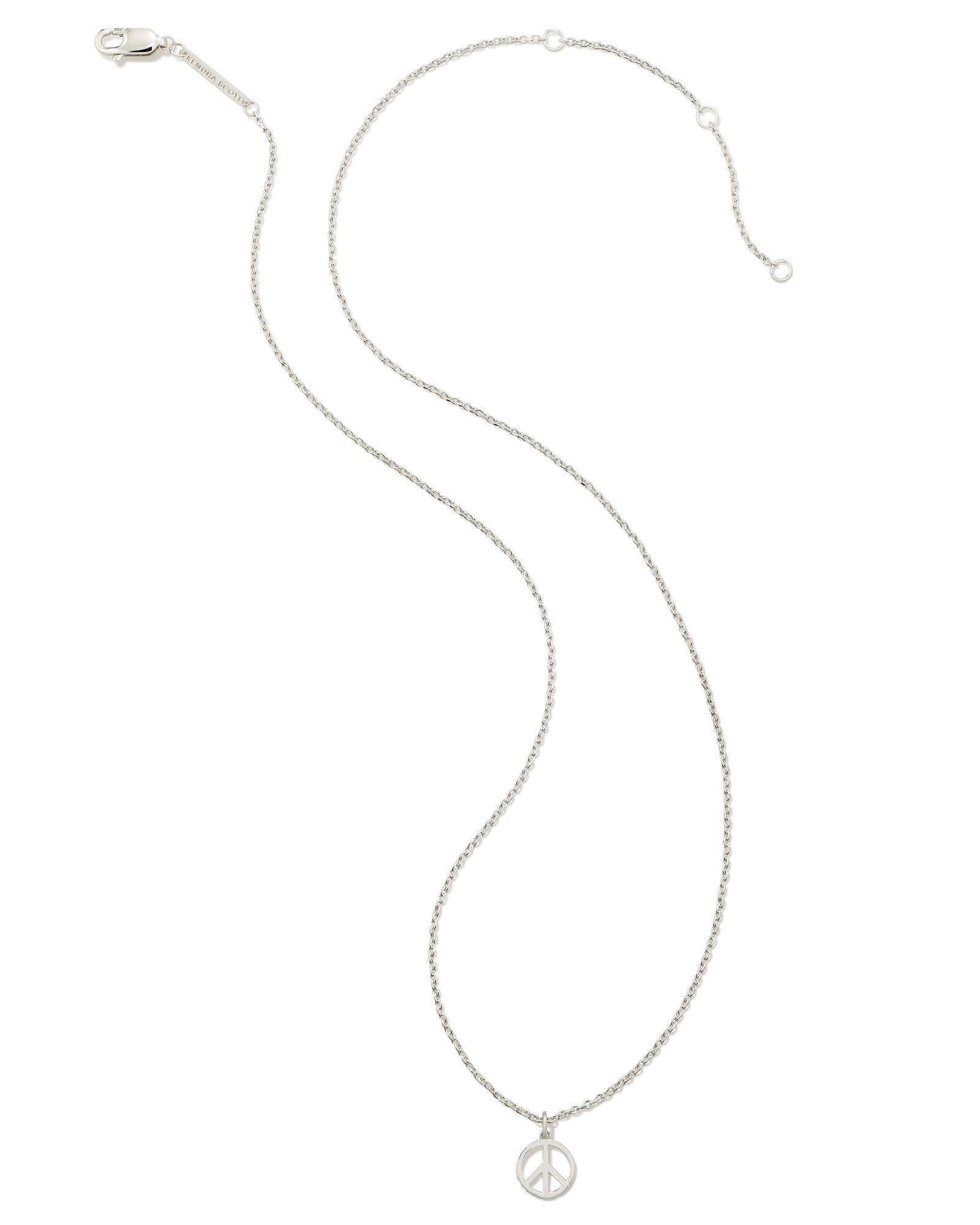 Mini Peace Sign Pendant Necklace in Sterling Silver Product Image