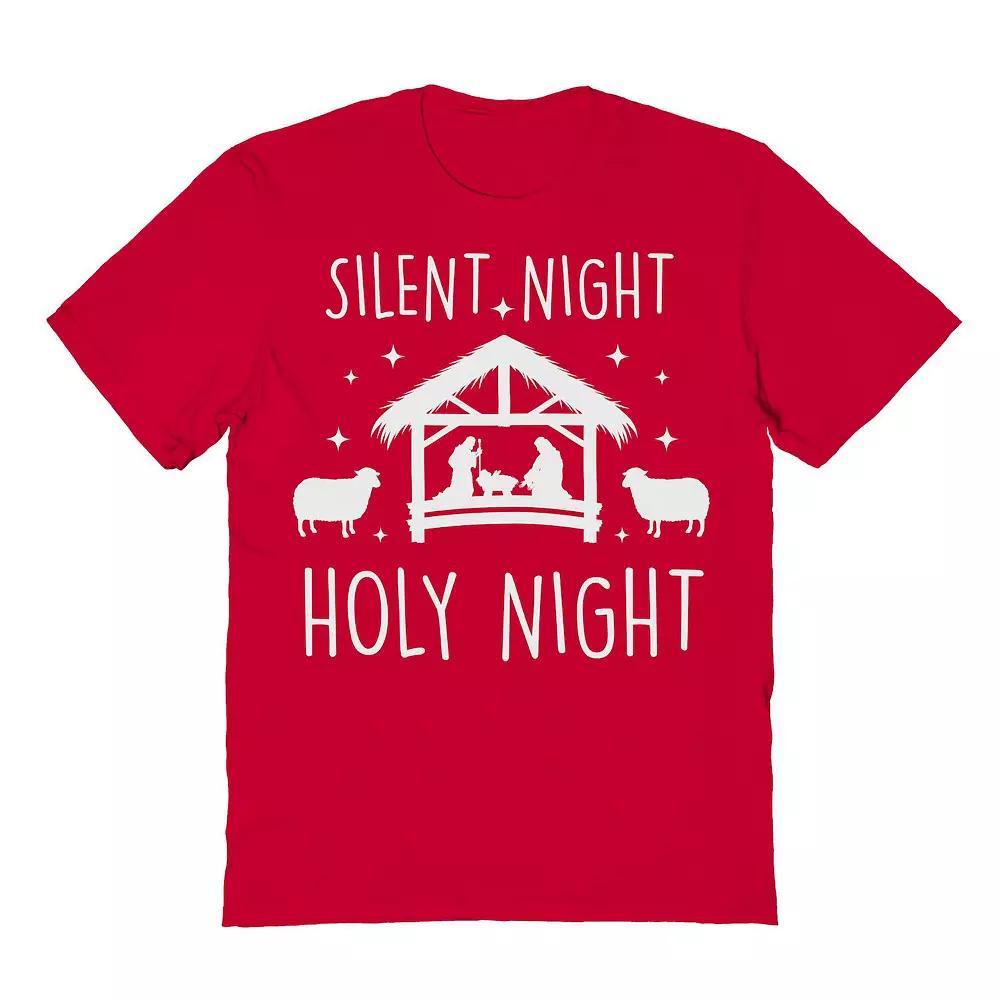 Men's Silent Night Holy Night Christmas Graphic Tee, Size: Small, Red Product Image