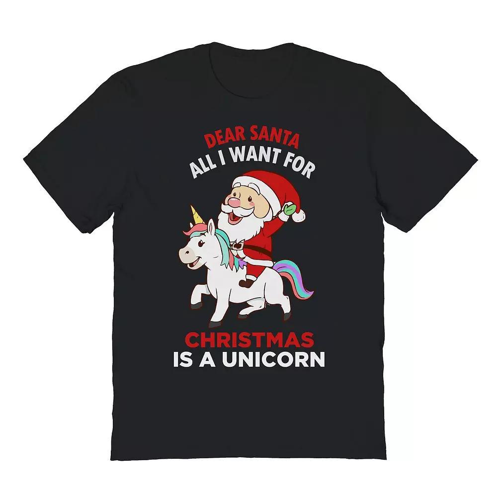 Men's Dear Santa Unicorn Christmas Graphic Tee, Size: Small, Black Product Image