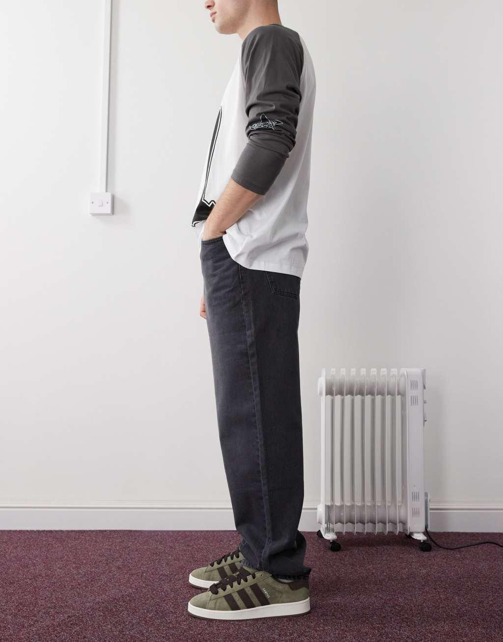 Reclaimed Vintage baggy dad jeans in washed black Product Image