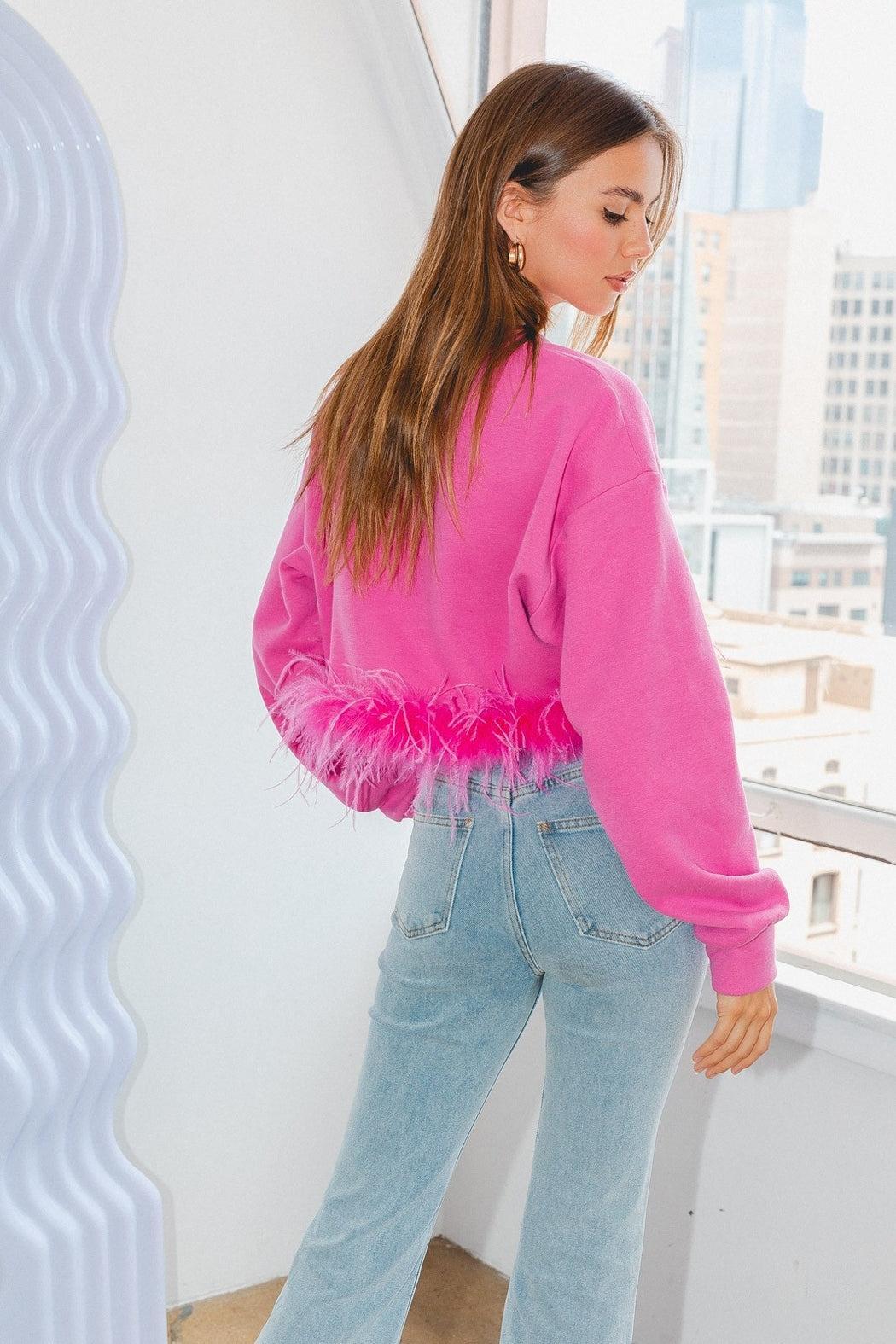 Feather Trim Sweatshirt Product Image