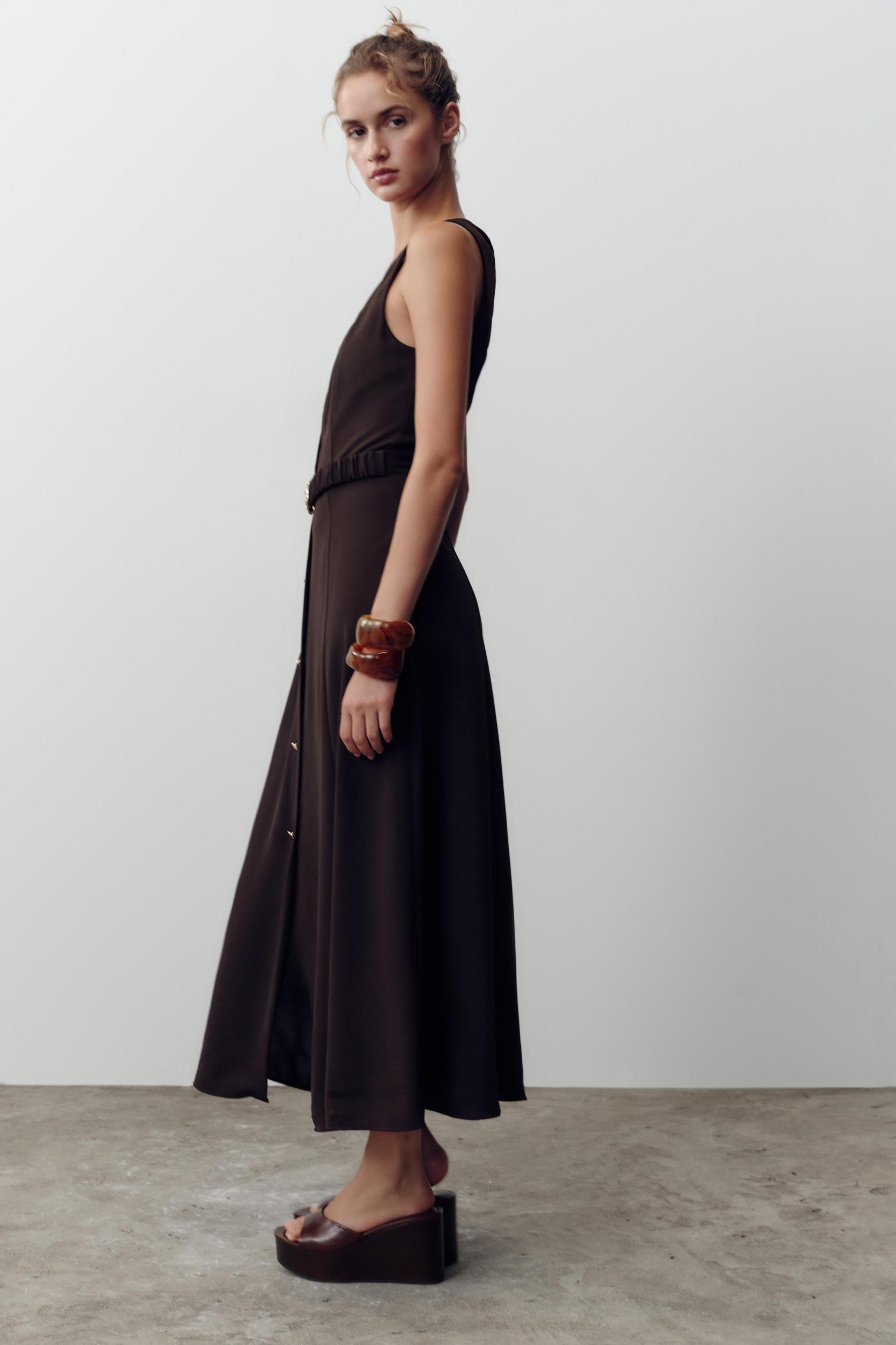 BELTED MIDI DRESS Product Image