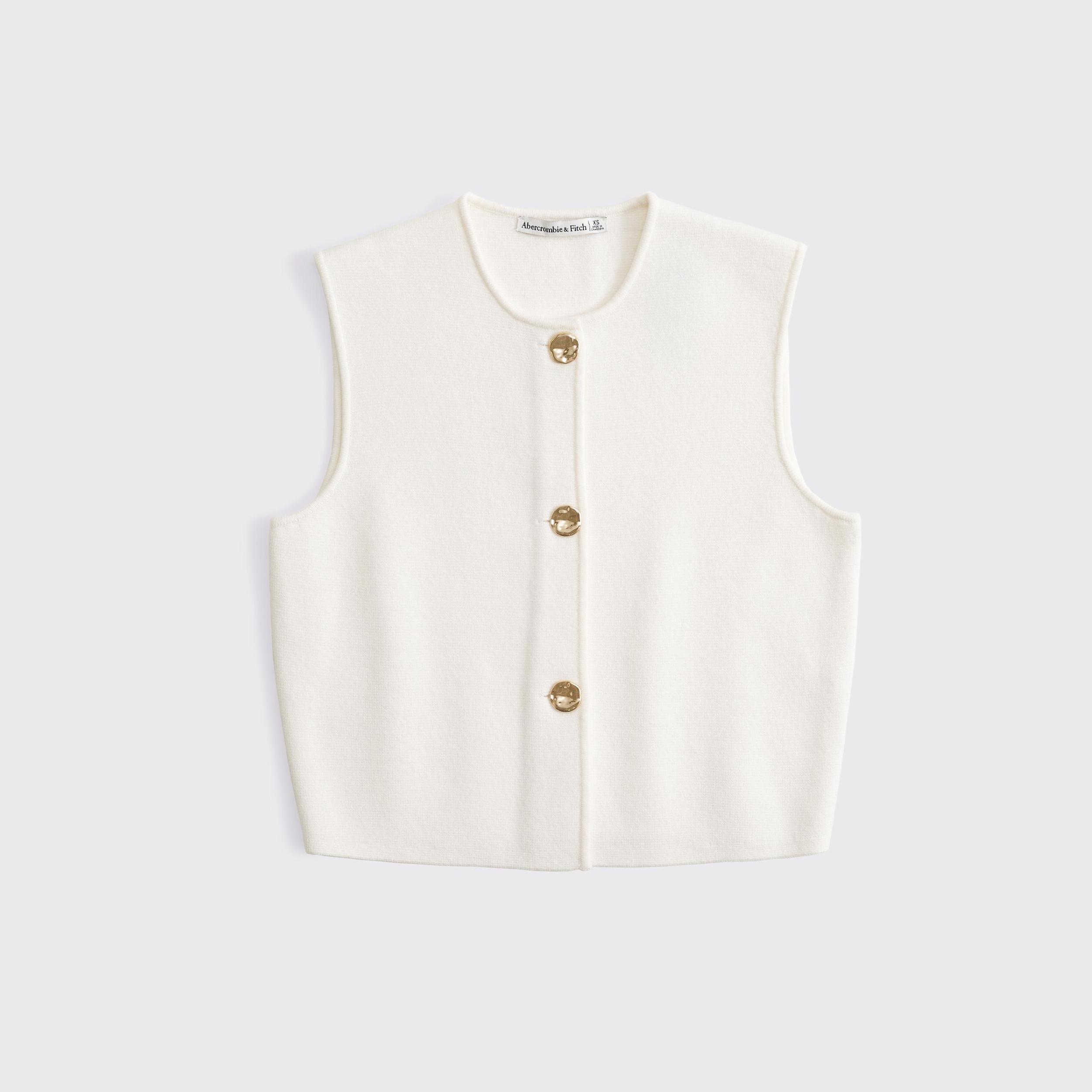 LuxeLoft Hammered Button Crew Vest Product Image