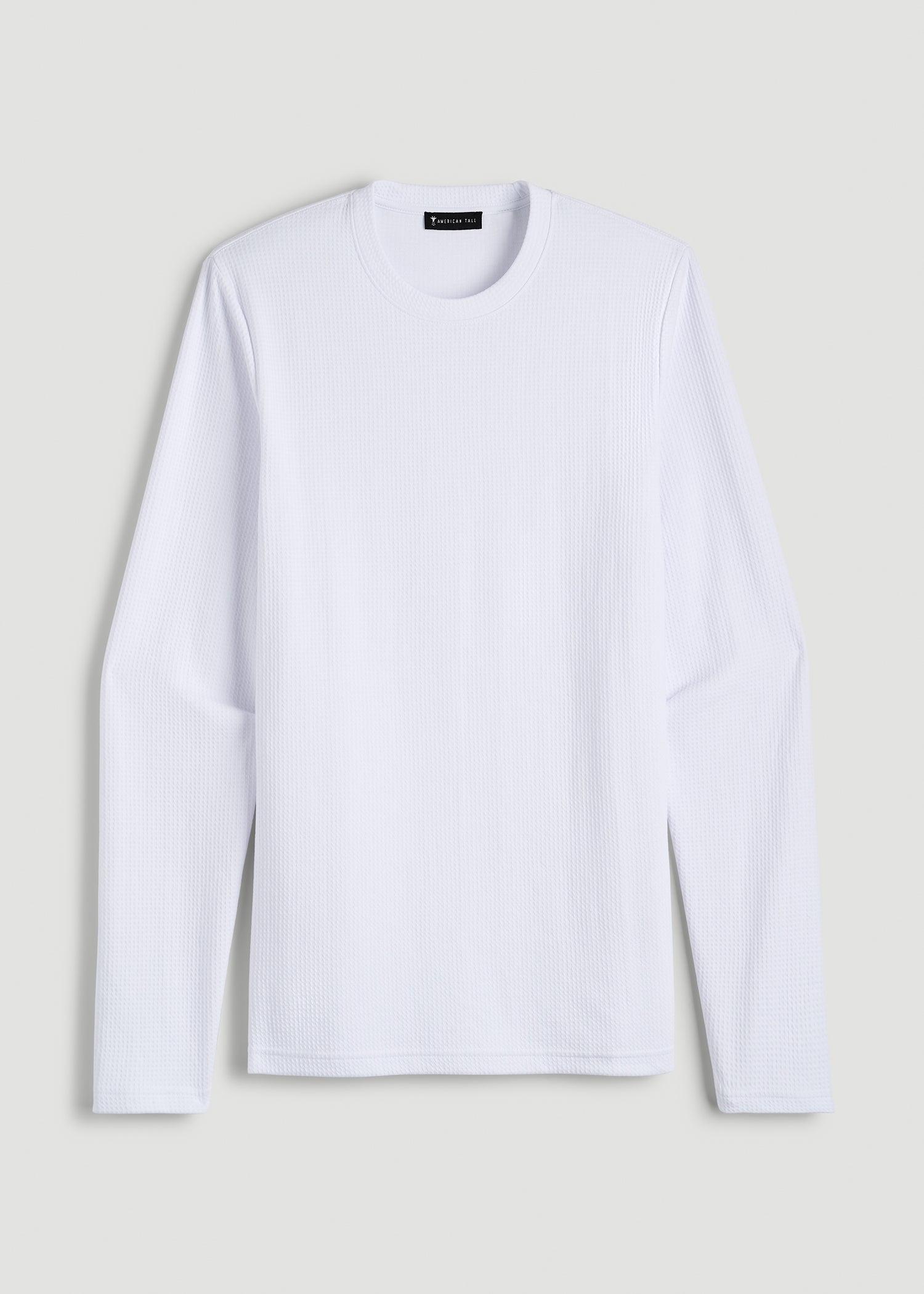 Cloud Knit Waffle Long Sleeve Tee for Tall Men in White Product Image