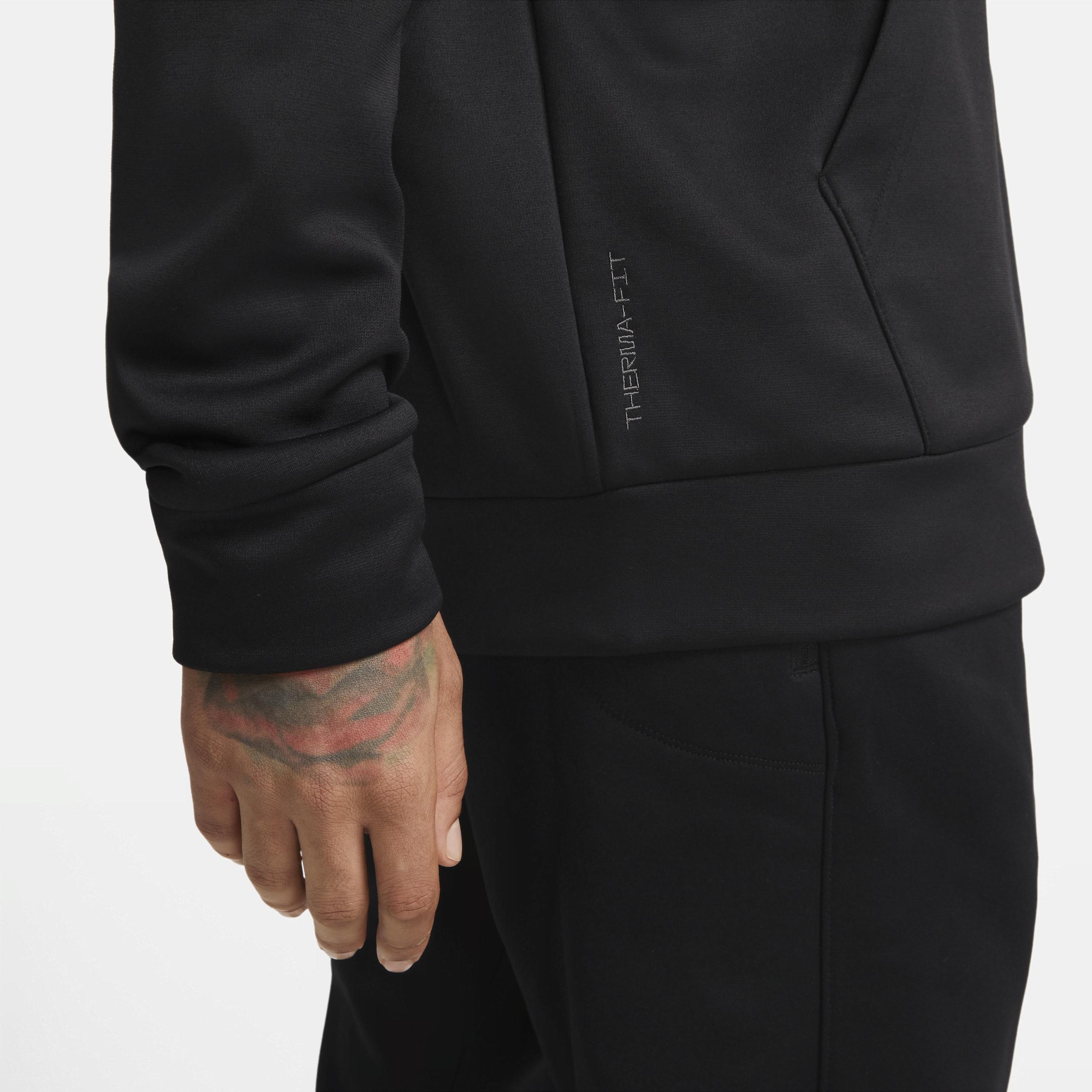 Nike Men's Therma-FIT Pullover Training Hoodie in Black/Black Size 3XL 100% Polyester Product Image