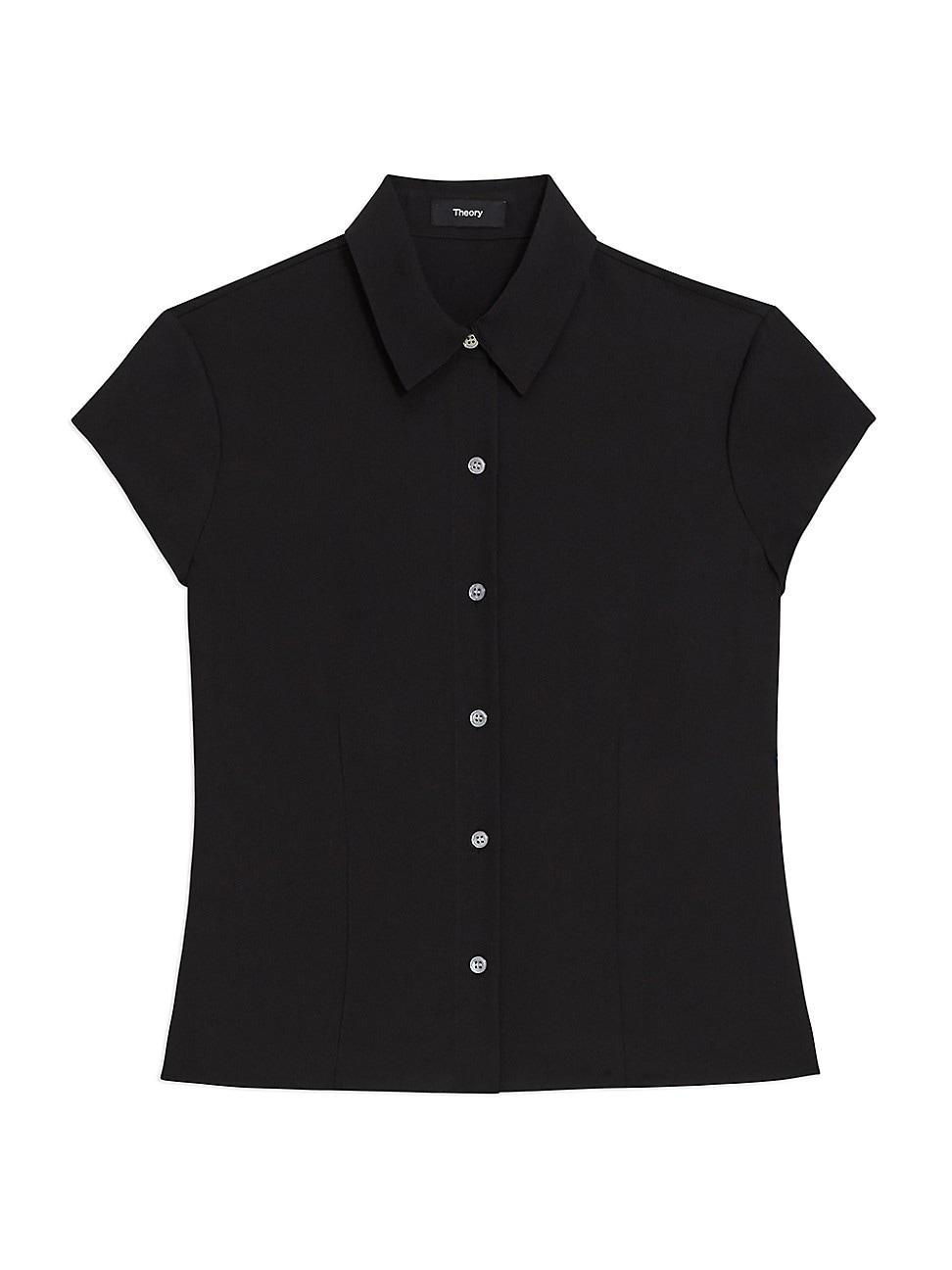 Cap-Sleeve Modern Silk Georgette Blouse Product Image