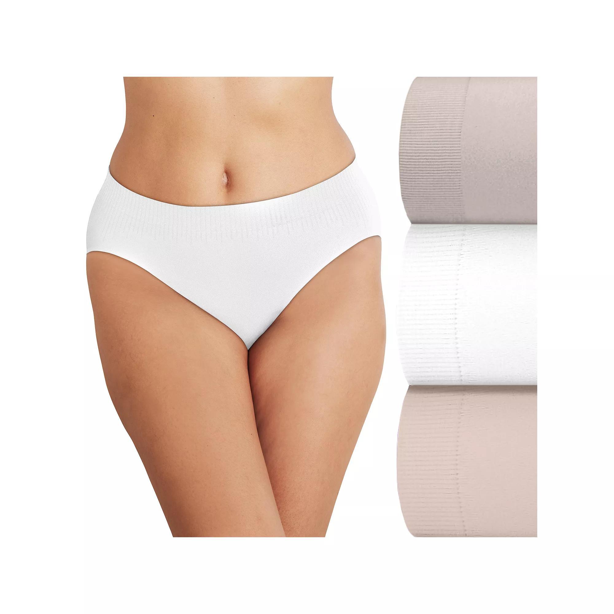Bali Comfort Revolution 3-Pack Modern Seamless Hi Cut Panty DFMSH3, Women's, Size: 6, Blush White Sandshell Product Image