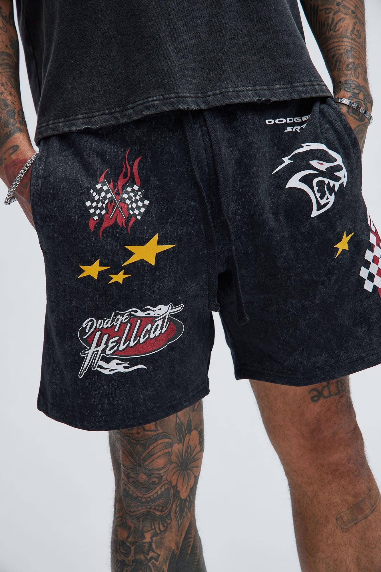 Dodge Hellcat Vintage Wash Shorts - Black Product Image
