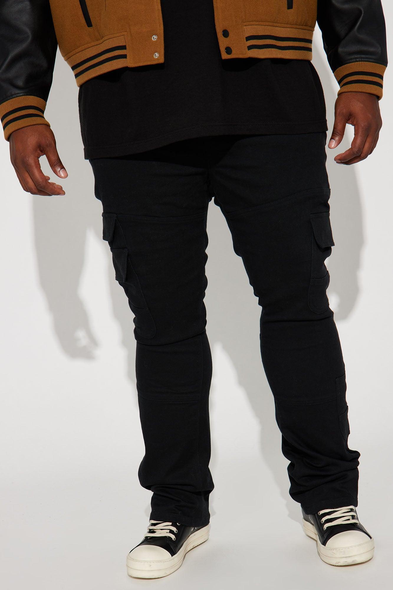 Nasty Habits Cargo Stacked Skinny Flare Pants - Black Product Image