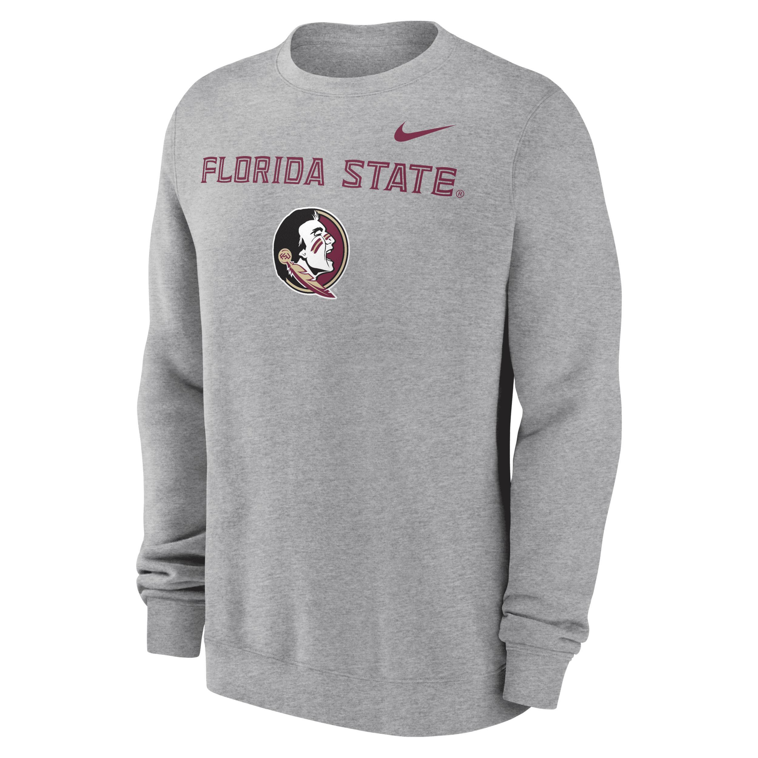 Men's Nike Heather Gray Florida State Seminoles Primetime Primary Stack Pullover Sweatshirt, Size: XL, Grey Product Image