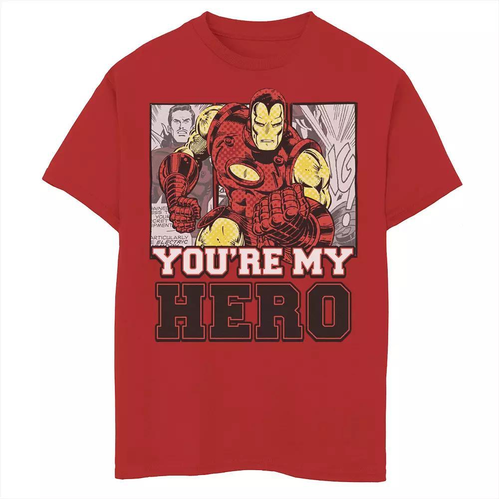 Boys 8-20 Marvel Avengers Iron Man You're My Hero Comic Panels Graphic Tee, Boy's, Size: Small, Red Product Image