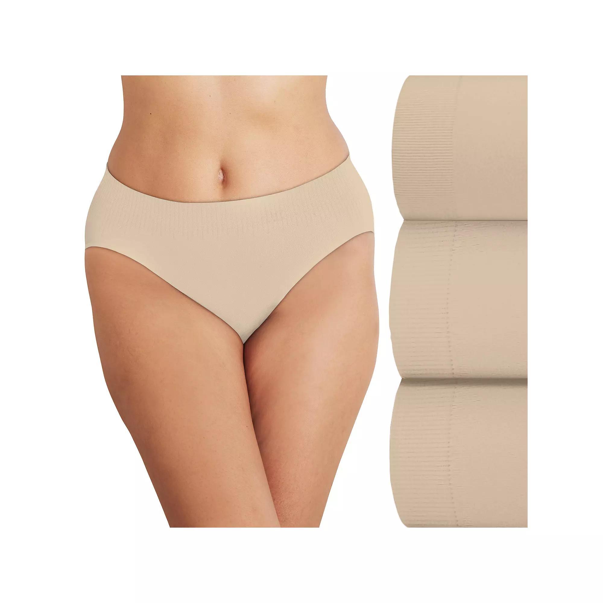 Bali Comfort Revolution 3-Pack Modern Seamless Hi Cut Panty DFMSH3, Women's, Size: 9, Brown Brown Brown Product Image