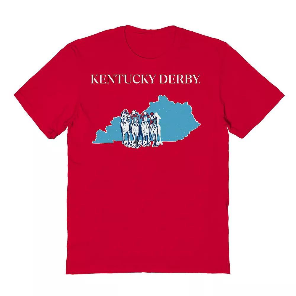 Men's Kentucky Derby Horizontal White Logo Graphic T-Shirt, Size: Medium, Red Product Image