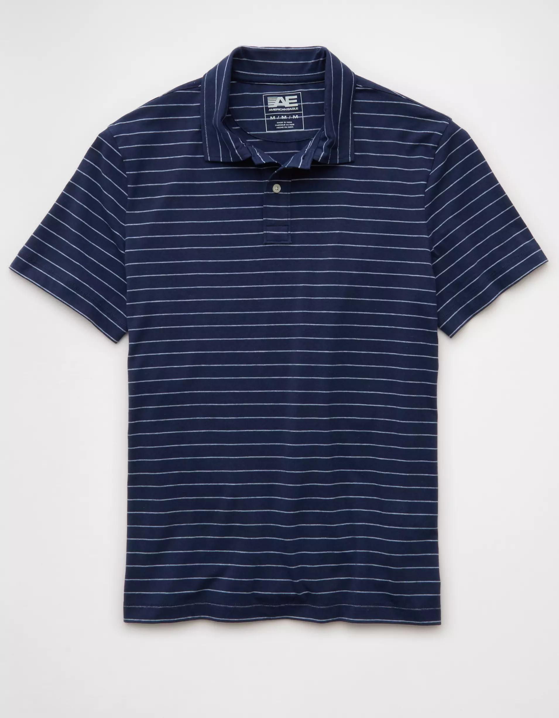 AE 24/7 Club Logo Striped Polo Shirt Product Image