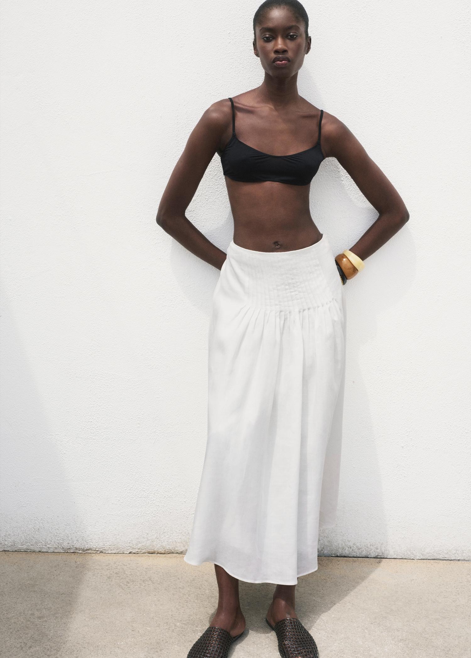 Ramie pleated skirt - Women | MANGO USA Product Image