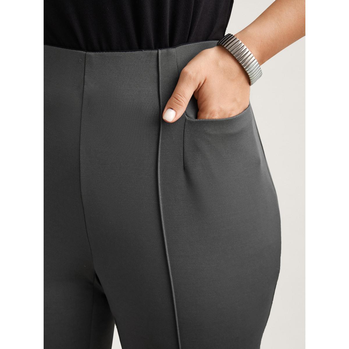 Plus Size Heather No-Seam Skinny-Fit Pants Women DimGray Elegant Skinny Mid Rise Everyday Pants BloomChic 26/4X Product Image