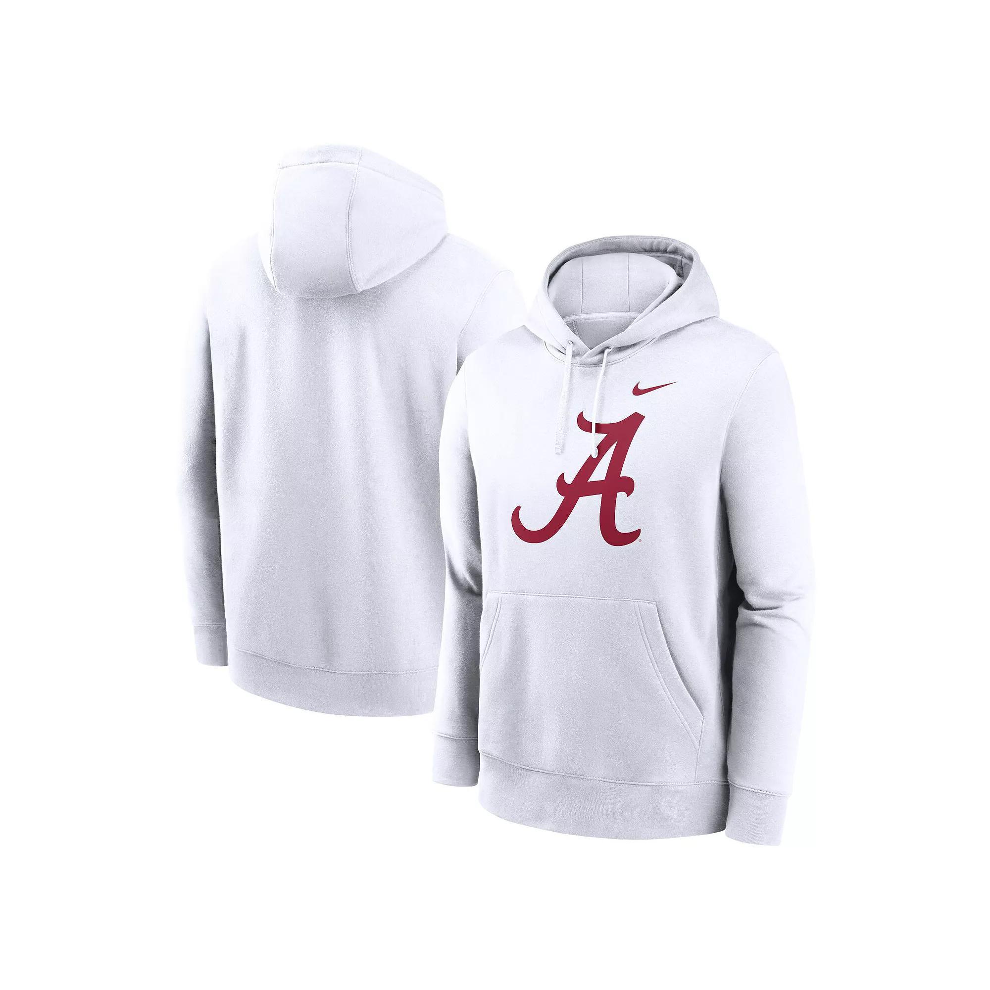 Men's Nike White Alabama Crimson Tide Primetime Evergreen Club Fleece Pullover Hoodie, Size: Small Product Image