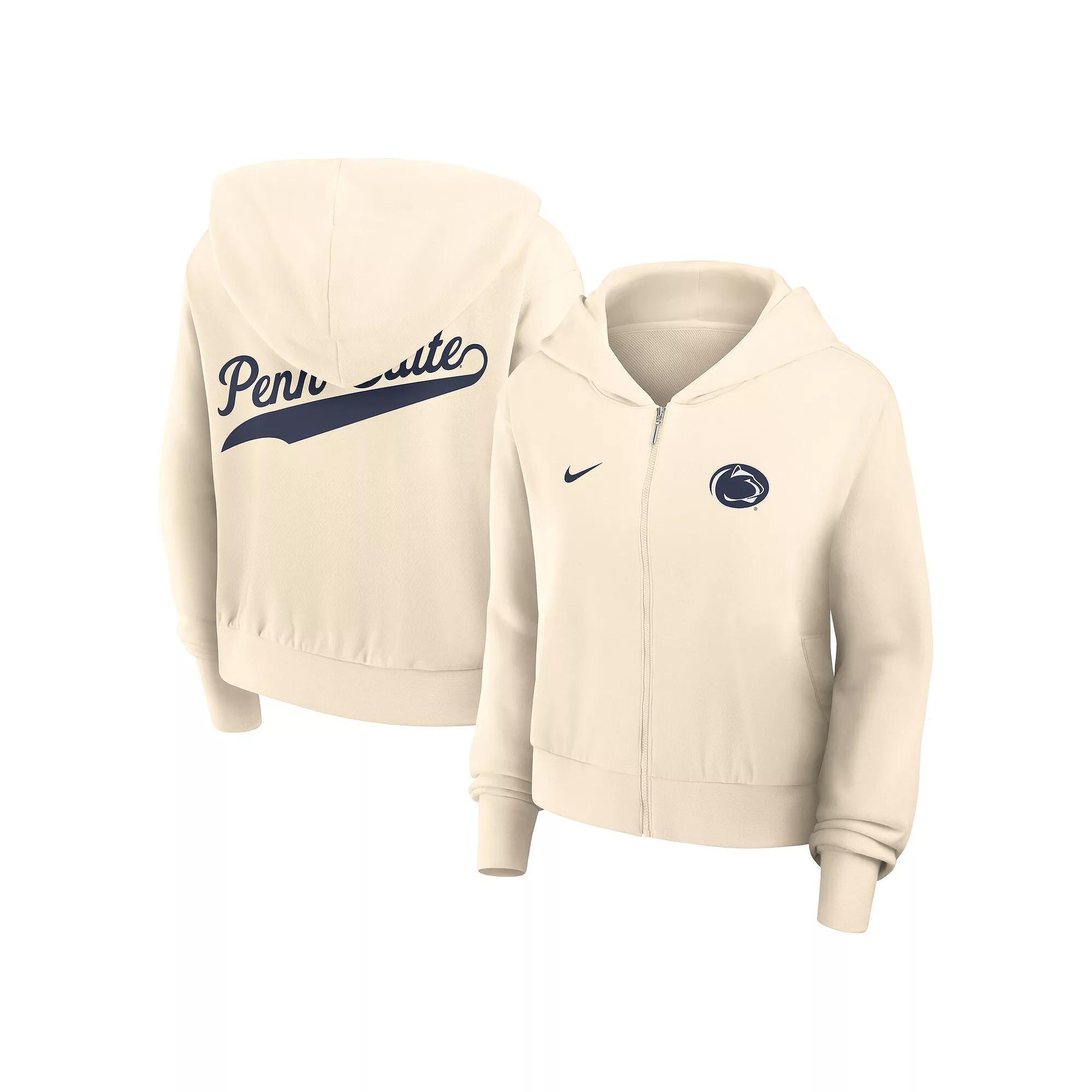 Women's Nike Cream Penn State Nittany Lions Chill Midi Full-Zip Hoodie, Size: Large, Beige Product Image