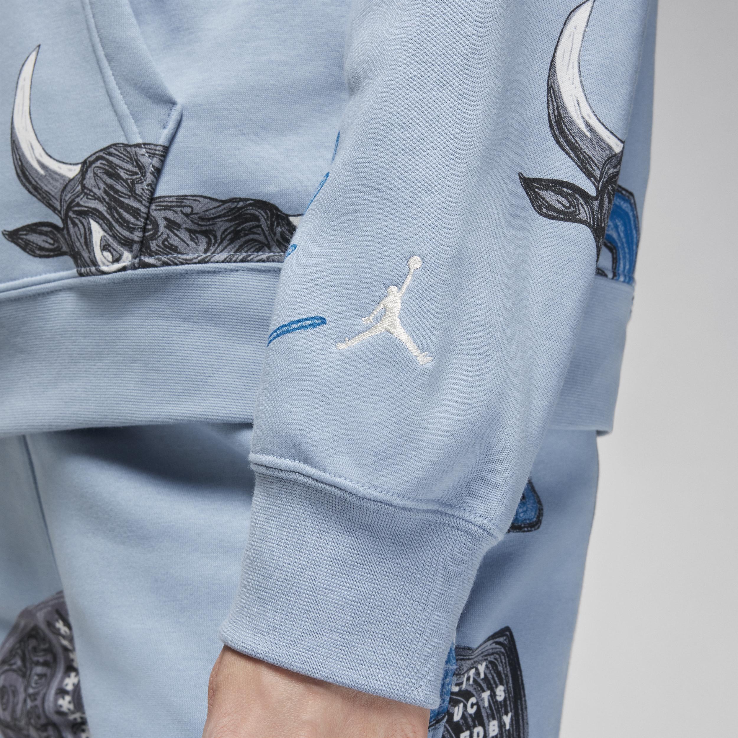 Jordan Womens Brooklyn AOP Fleece Hoodie - Blue/Sail Product Image