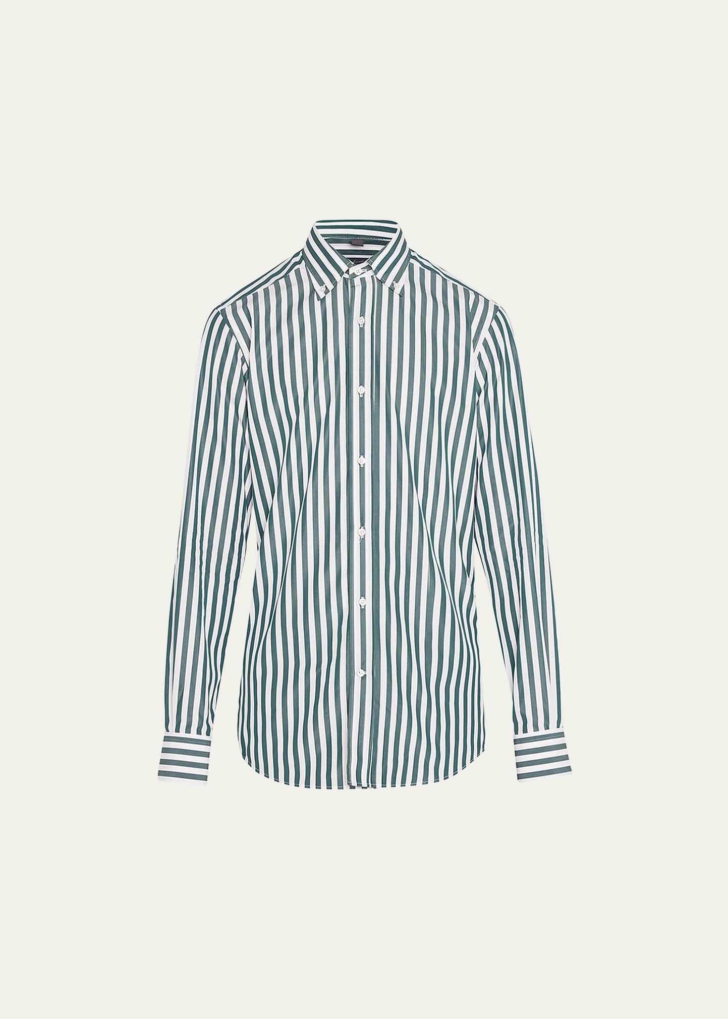 Mens Button-Down Collar Stripe Sport Shirt Product Image