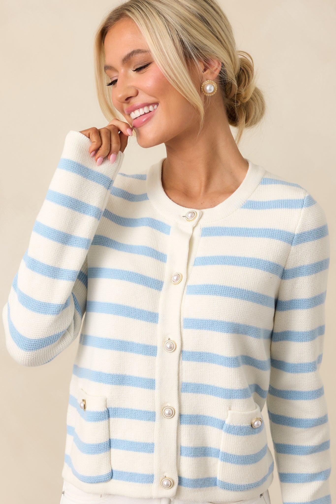 Kennedy Blue Belle Stripe Cotton Cardigan Product Image