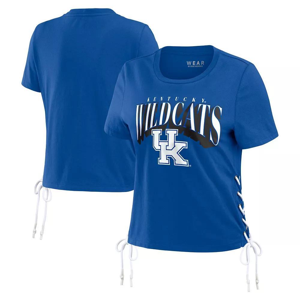 Women's WEAR by Erin Andrews Royal Kentucky Wildcats Side Lace-Up Modest Crop T-Shirt, Size: Small, Blue Product Image